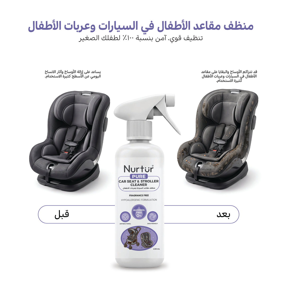 Car Seat & Stroller Cleaner 450ml | Alcohol Free & Paraben-Free | Baby Safe