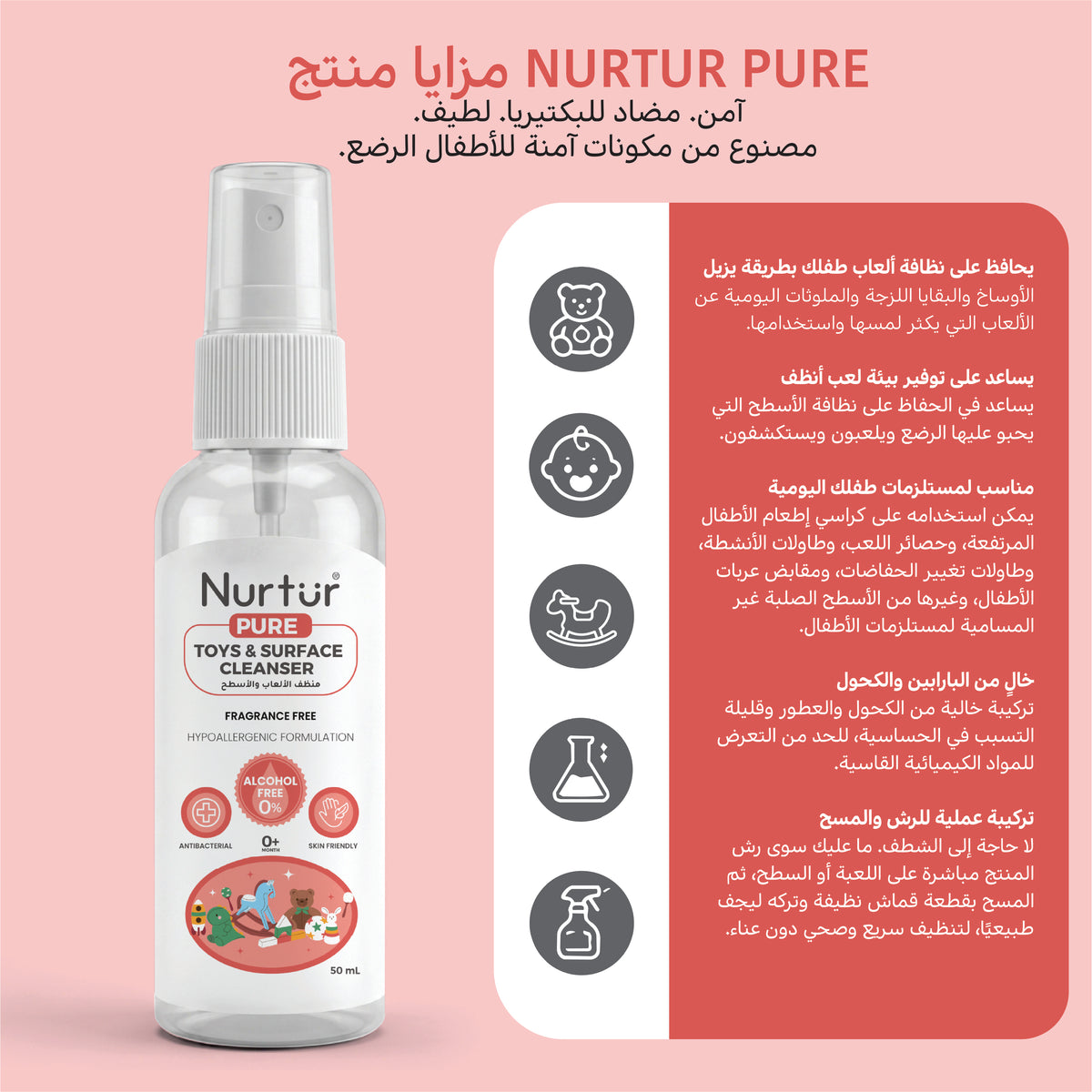 Baby Toy & Surface Cleaner 50ml | Alcohol Free & Paraben-Free