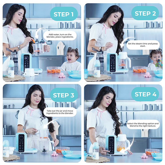 Nurtur Krave 6 in 1 Steamer Blender, Auto Steam and Blend with Water based steaming, Manual Blending, Digital Touchscreen . Easy to use, Baby puree maker, Food Maker Easy to Clean, Self Sterilize, Bottle warmer