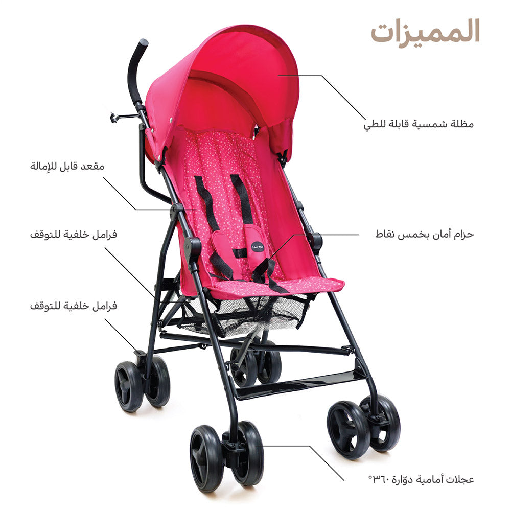 Pink Lightweight Stroller | Best Travel Stroller, Compact Travel Stroller & Umbrella Stroller for Babies (6–36 Months)