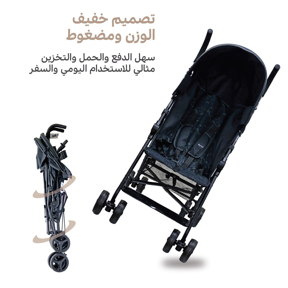 عربة أطفال ليو أمبريلا باللون الأسود | عربة أطفال خفيفة الوزن قابلة للطي للسفر للأطفال بعمر 6-36 شهرًا مع مظلة شمسية وحزام أمان بخمس نقاط