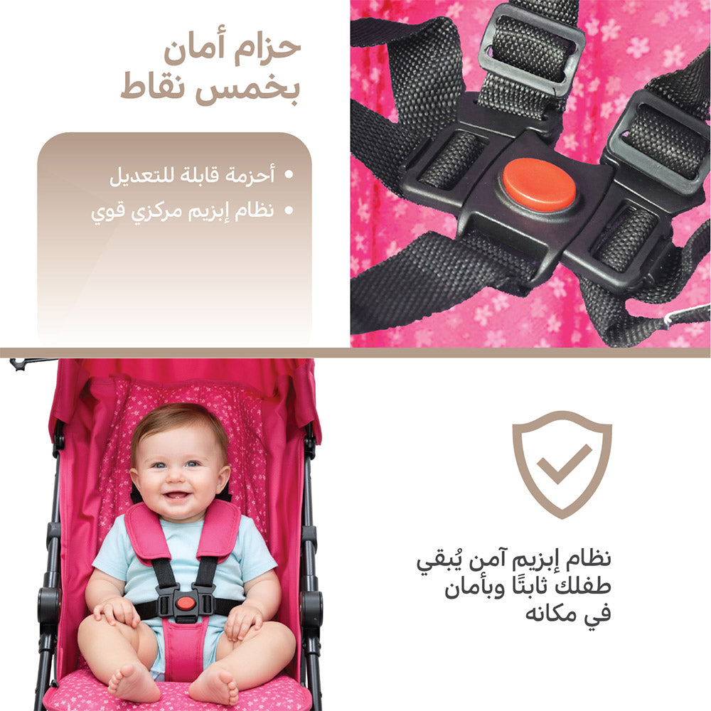 Pink Lightweight Stroller | Best Travel Stroller, Compact Travel Stroller & Umbrella Stroller for Babies (6–36 Months)