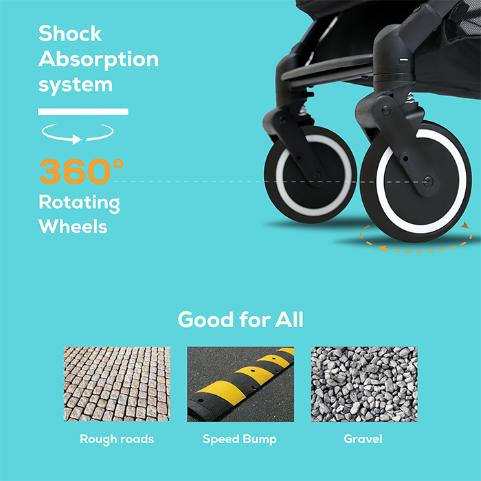 Nurtur Plus Travel System - Stroller with Baby Carrier, 0 36 months, Storage Basket, Detachable Bumper, 5 Point Safety Harness, Compact Foldable Design, Black