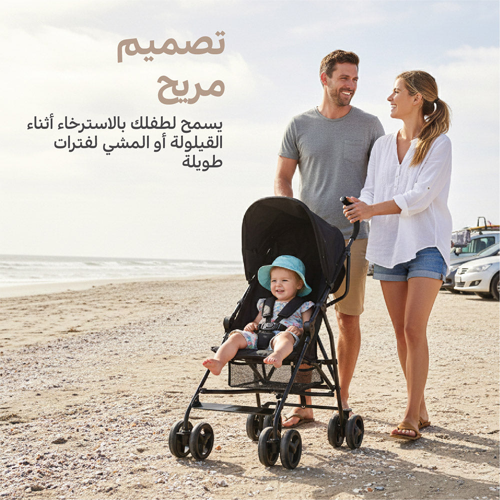 عربة أطفال ليو أمبريلا باللون الأسود | عربة أطفال خفيفة الوزن قابلة للطي للسفر للأطفال بعمر 6-36 شهرًا مع مظلة شمسية وحزام أمان بخمس نقاط