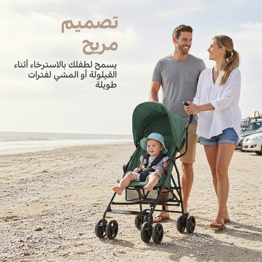 عربة أطفال مظلة ليو باللون الأخضر | عربة أطفال خفيفة الوزن قابلة للطي للسفر للأطفال من 6 إلى 36 شهرًا مع مظلة شمسية وحزام أمان بخمس نقاط