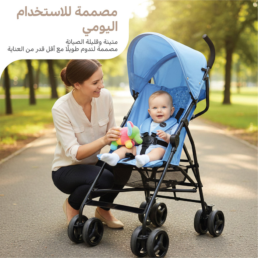 عربة أطفال ليو أمبريلا زرقاء | عربة أطفال خفيفة الوزن وقابلة للطي للسفر للأطفال بعمر 6-36 شهرًا مع مظلة شمس وحزام أمان بخمس نقاط