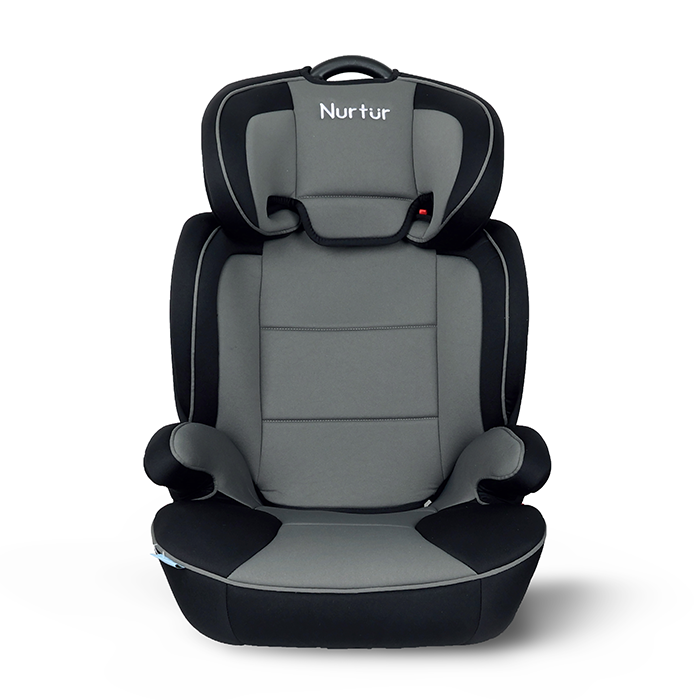 Nurtur Jupiter Baby/Kids 3-in-1 Car Seat + Booster Seat - Adjustable Backrest - Extra Protection - 5-Point Safety Harness - 9 months to 12 years (Group 1/2/3), Upto 36kg - Grey Multi