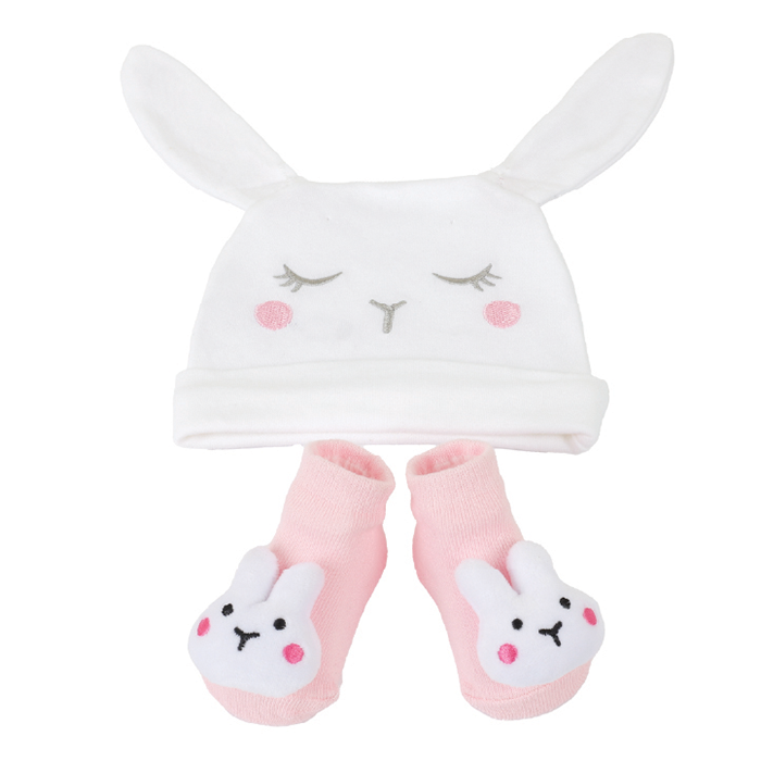 Nurtur Gift Pack Hat + Socks (Mesh Gift bag) - Pink/Girl