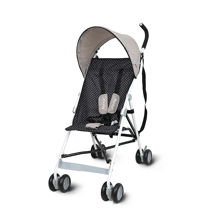 Nurtur Rex Lightweight Stroller – Compact Fold, Sun Canopy, Shoulder Strap, Airflow Design, Portable Buggy for Toddlers 6-36 Months, Easy Fold, - Sand / Black