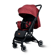 Nurtur Bravo Baby/Kids Travel Stroller 0 36 months, Storage Basket, Detachable Bumper, 5 Point Safety Harness, Compact Foldable Design, Red