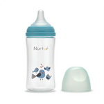 Nurtur Cozi - 240Ml Anticolic Glass Feeding Bottle - Blue