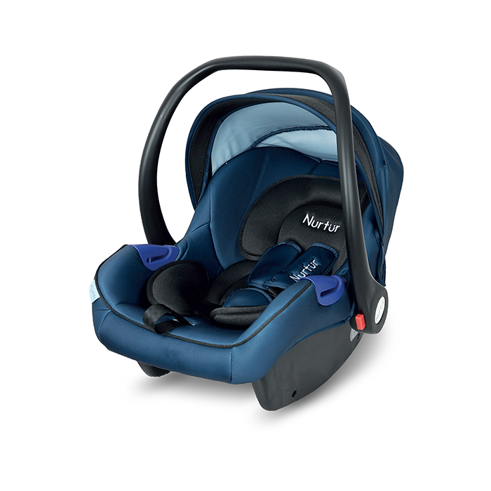 Nurtur Nemo Baby Carrier - Adjustable Canopy and Handle - Extra Protection – 3 -Point Safety Harness - Suitable from 0 months to 12 months, Upto 13kg, Black/Blue