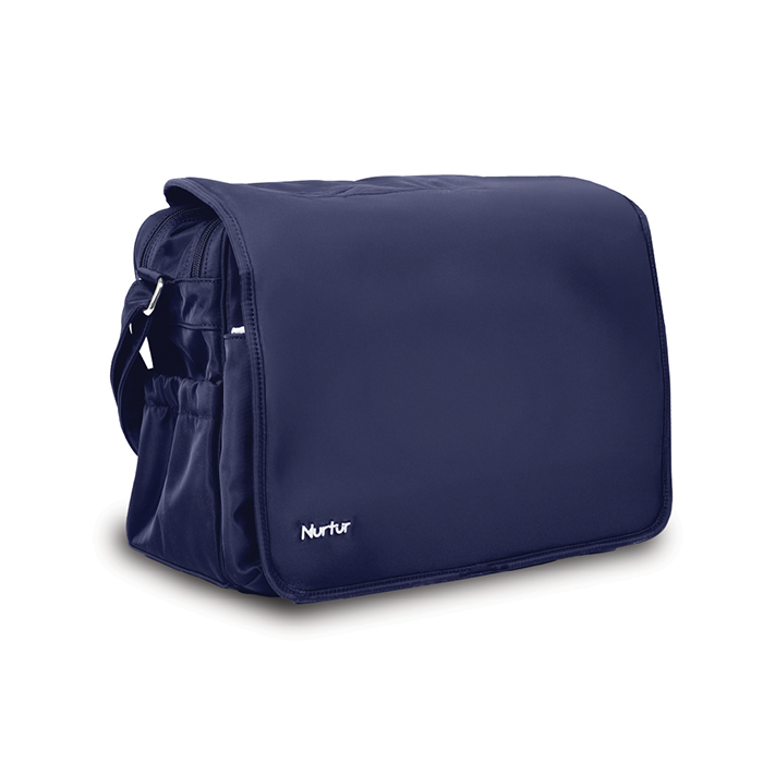Nurtur Metro Messenger Diaper Bag Fashion Tote Bag Multifunction Travel Bag with insulator bottle warming pocket and changing pad - Navy