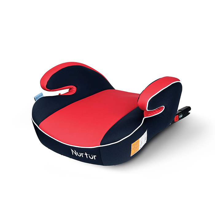 Nurtur Enzo Kids Booster Car Seat - Arm Rest Seat, Blow up Narrow Backless Booster Car Seat for Travel, Suitable from 4 years to 12 years (Group 2/3) - Red