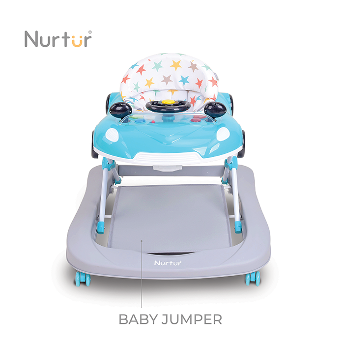 Nurtur 4 In 1 Baby Multi Walker-rocking Function- Music - 5 Height Adjustment- feeding table, car mould, easy fold - Multi