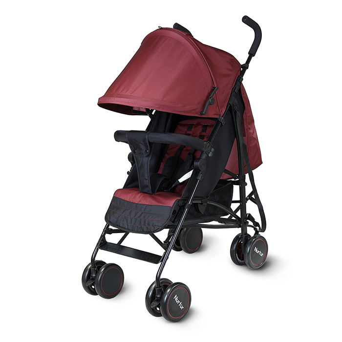 Nurtur Archer Baby/Kids Lightweight Travel Stroller 0 36 Months, Storage Basket, Detachable Bumper, 5 Point Safety Harness, Compact Design, Red