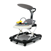 Nurtur 2 In 1 Baby Walker, Music, 5 Height Adjustments W/Canopy - Black