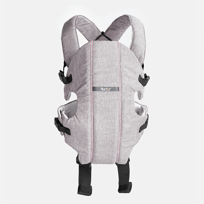 Nurtur Dove Deluxe Infant Baby Carrier – Premium Fabric, Dual-Facing Comfort, Adjustable Cushioned Straps, & Built-In Baby Bib - Grey