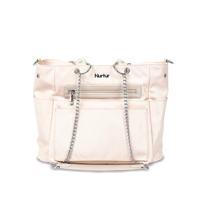 Nurtur Maternity Diaper Bag Fashion Bagpack Bag Multifunction Travel Bag with insulator bottle insulator pocket, Organizer, Pacifier pouch, Long Handle -Nude