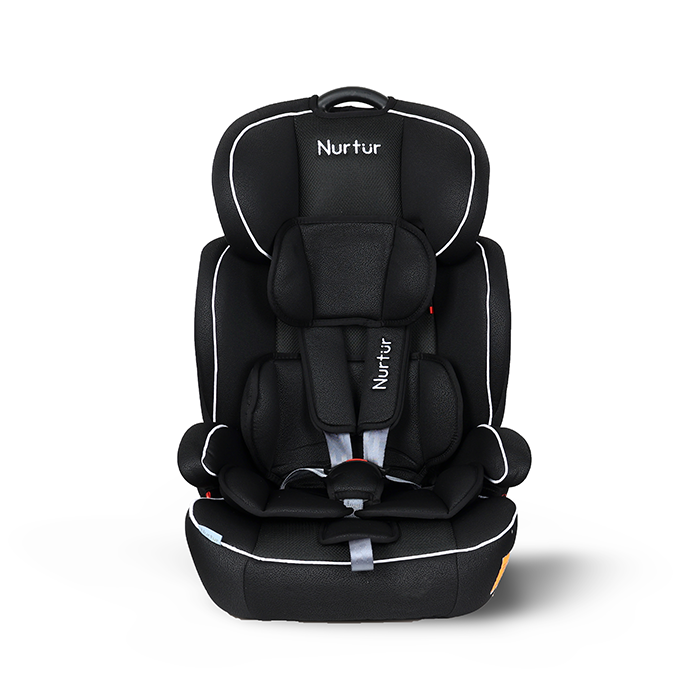Nurtur All-in-one Ragnar Convertible Car Seat, ultra-slim design with Rear-Facing, Forward-Facing, and Belt-Positioning Booster (Group 1/2/3), Upto 36kg - Black