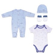 Nurtur Gift Set - 4 Pieces, (Sleepsuit, Short Sleeve Bodysuit, Hat, Mittens) Pink Multi/Girl