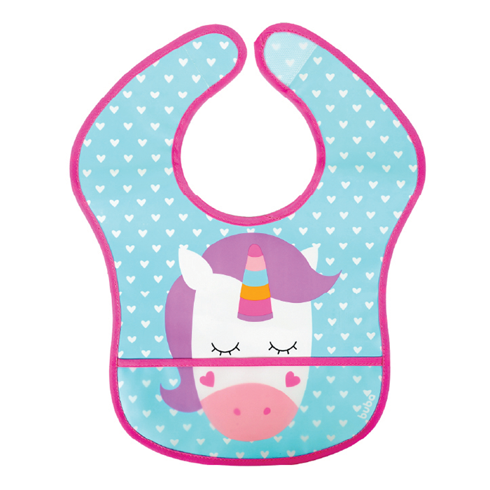 Nurtur PP Bib with Pocket - Character Print - Unicorn/Boy - Pack of 1