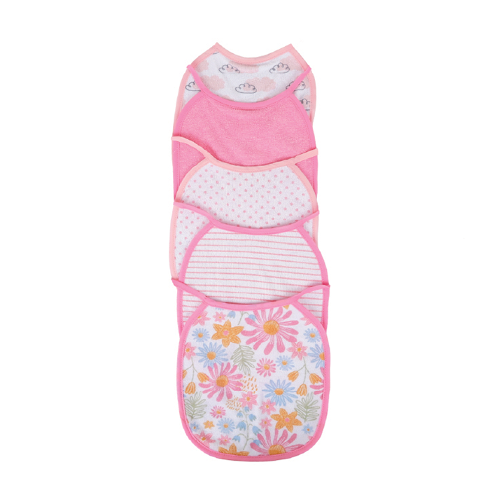 Nurtur Cotton bibs - Printed Character 5 Pack / Girl