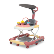 Nurtur 2 In 1 Baby Walker, Music, 5 Height Adjustments W/Canopy - Pink
