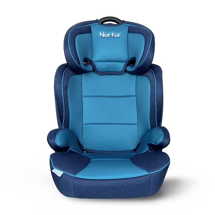 Nurtur Jupiter Baby/Kids 3-in-1 Car Seat + Booster Seat - Adjustable Backrest - Extra Protection - 5-Point Safety Harness - 9 months to 12 years (Group 1/2/3), Upto 36kg - Blue Multi