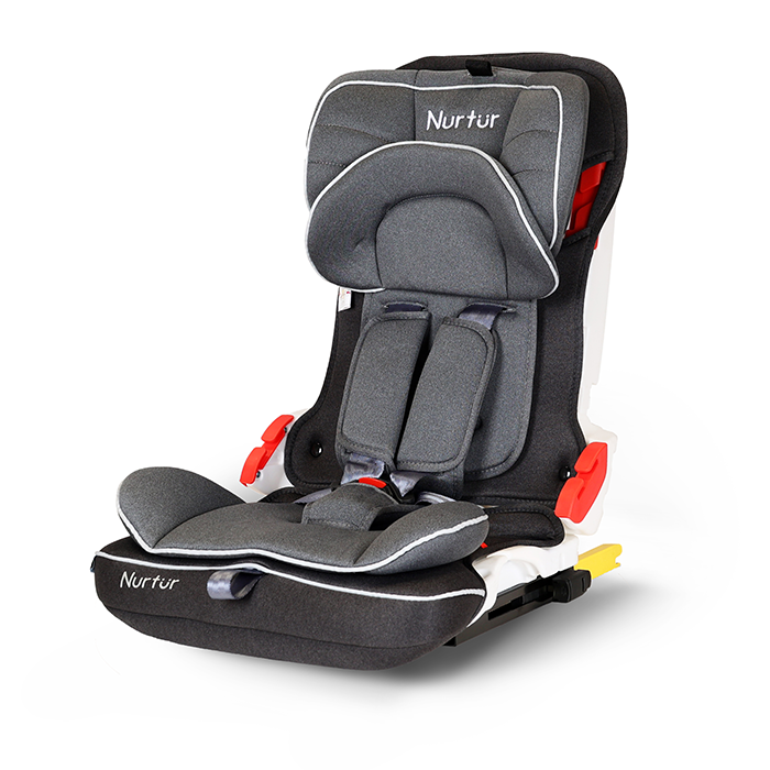 Nurtur Maverick Baby/Kids Compact Foldable Car Seat - ISOFIX - 10-level Adjustable Headrest - 9 months to 12 years (Group 1/2/3), Upto 36kg, Grey Multi