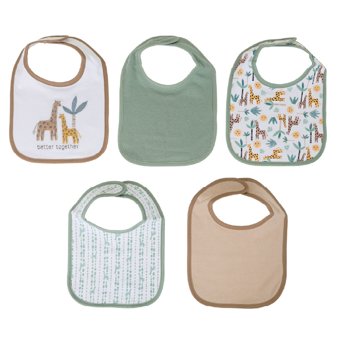 Nurtur 5 pack milk feeding bibs - Terry Cotton - Multi/Unisex