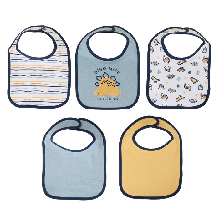 Nurtur 5 pack milk feeding bibs - Terry Cotton - Blue Multi/Boy