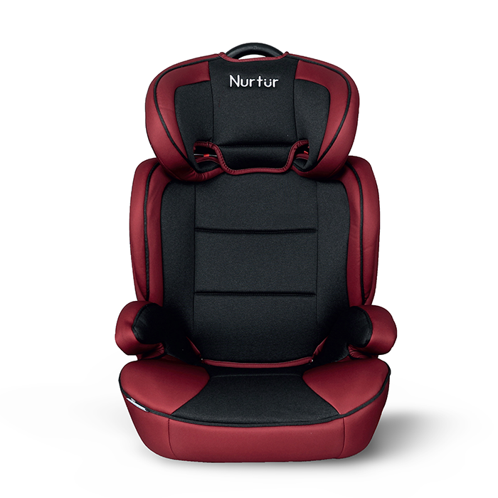 Nurtur Jupiter Baby/Kids 3-in-1 Car Seat + Booster Seat - Adjustable Backrest - Extra Protection - 5-Point Safety Harness - 9 months to 12 years (Group 1/2/3), Upto 36kg - Red Multi