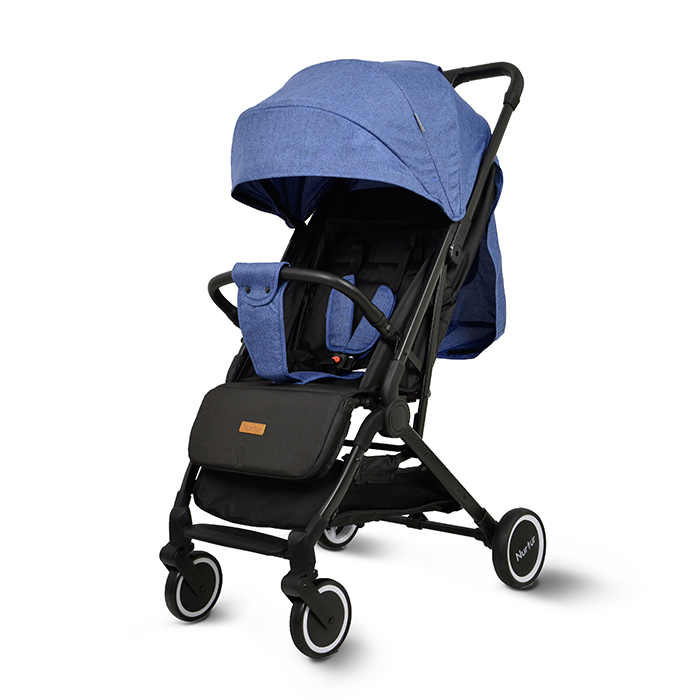 Nurtur Bravo Baby/Kids Travel Stroller 0 36 months, Storage Basket, Detachable Bumper, 5 Point Safety Harness, Compact Foldable Design, Blue