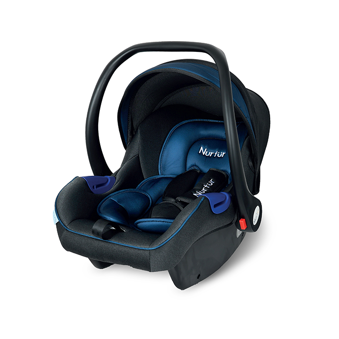 Nurtur Nemo Baby Carrier - Adjustable Canopy and Handle - Extra Protection – 3 -Point Safety Harness - Suitable from 0 months to 12 months, Upto 13kg, Black/Blue