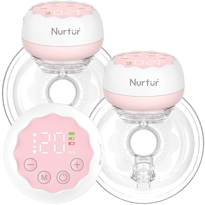 Nurtur Cozi "Flex" Wearable Pump Hands Free Breast Pump, Express More Milk in Less Time Ultra-Lightweight Wireless Low Noise Double Electric Pump with LCD Display, 150ml - White