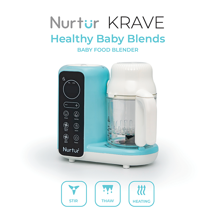 Nurtur Krave 6 in 1 Steamer Blender, Auto Steam and Blend with Water based steaming, Manual Blending, Digital Touchscreen . Easy to use, Baby puree maker, Food Maker Easy to Clean, Self Sterilize, Bottle warmer