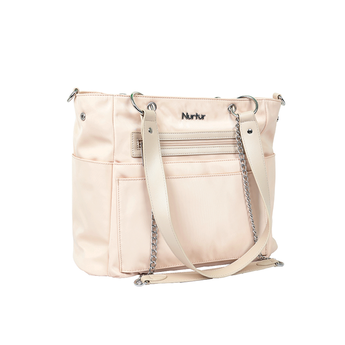 Nurtur Maternity Diaper Bag Fashion Bagpack Bag Multifunction Travel Bag with insulator bottle insulator pocket, Organizer, Pacifier pouch, Long Handle -Nude