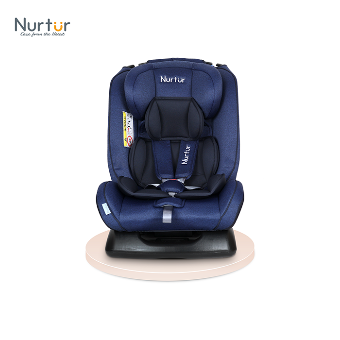 Nurtur Otto Baby/Kids 4-in-1 Car Seat - 4 Position Recline 5-Point Safety Harness – 10 Level Adjustable Headrest, 0 months to 12 years (Group 0+/1/2/3), Upto 36kg - Navy / Black
