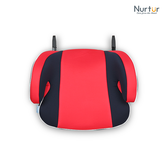 Nurtur Enzo Kids Booster Car Seat - Arm Rest Seat, Blow up Narrow Backless Booster Car Seat for Travel, Suitable from 4 years to 12 years (Group 2/3) - Red