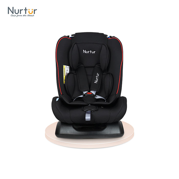 Nurtur Bruno Baby/Kids 3-in-1 Car Seat, Slim & Comfy Design - 4 Positions Recline 5-Point Safety Harness - 143° Angle 0 months to 7 years (Group 0+/1/2), Upto 25kg - Black Multi