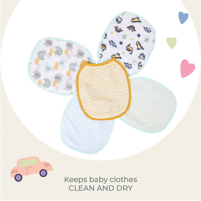 Nurtur Cotton bibs - Printed Character 5 Pack - Blue