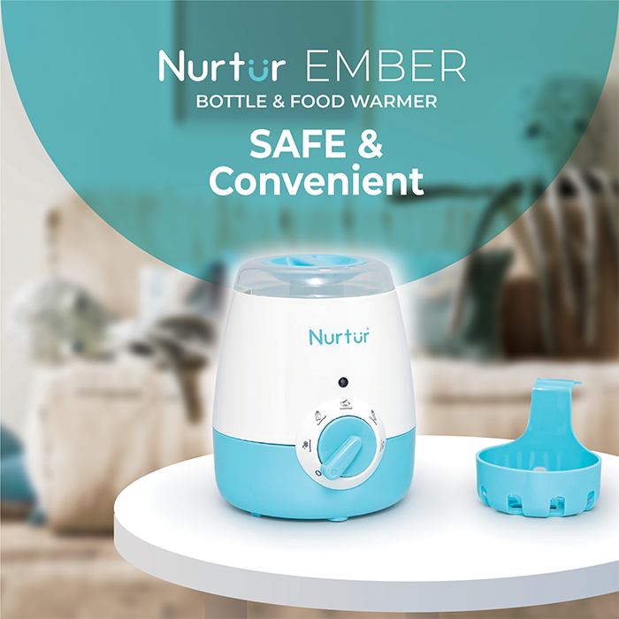 Nurtur Ember Bottle and food warmer, Easy to use design, auto shut off, UK Plug, led Timer Function, Rotary Knob