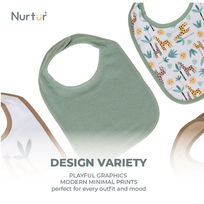 Nurtur 5 pack milk feeding bibs - Terry Cotton - Multi/Unisex