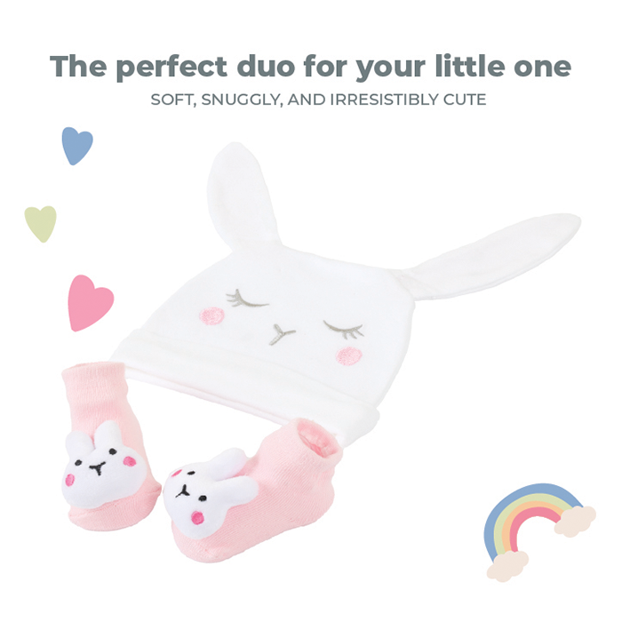 Nurtur Gift Pack Hat + Socks (Mesh Gift bag) - Pink/Girl