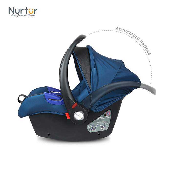 Nurtur Nemo Baby Carrier - Adjustable Canopy and Handle - Extra Protection – 3 -Point Safety Harness - Suitable from 0 months to 12 months, Upto 13kg, Black/Blue