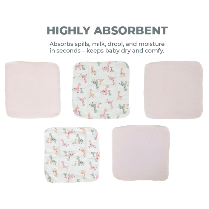 Nurtur 5 pk Washcloths - Terry Cloth - Pink Multi/Girl