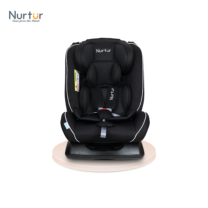 Nurtur Otto Baby/Kids 4-in-1 Car Seat - 4 Position Recline 5-Point Safety Harness – 10 Level Adjustable Headrest, 0 months to 12 years (Group 0+/1/2/3), Upto 36kg - Black Multi