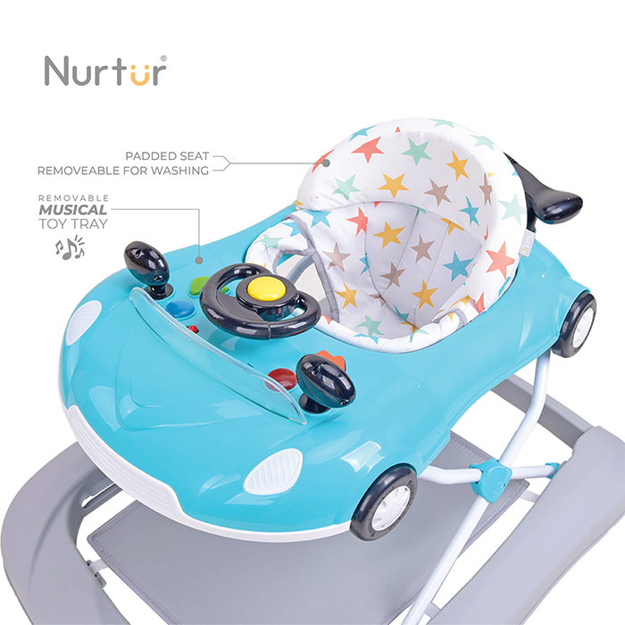 Nurtur 4 In 1 Baby Multi Walker-rocking Function- Music - 5 Height Adjustment- feeding table, car mould, easy fold - Multi