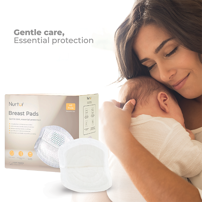 Nurtur Disposable Breast Pads for Nursing Mothers – Pack of 48 – Ultra-Thin, Leak-Proof, Individually Wrapped, Soft & Breathable with Honeycomb Quick-Absorb Design